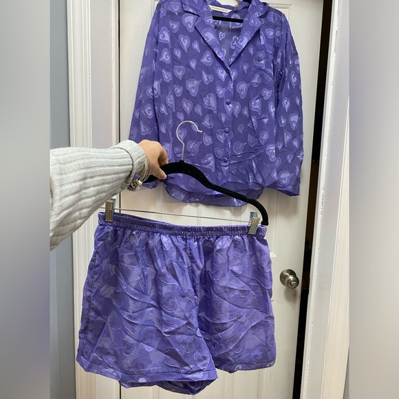 Vintage Victoria’s Secret purple heart, sheer, long sleeve top and shorts Y2K - Picture 5 of 9